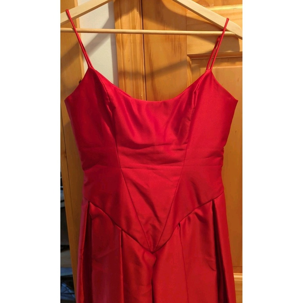 Vintage Loralie Party Prom Dress Size 8 Red Silk With Red‎ & Black Feathers - Picture 7 of 16